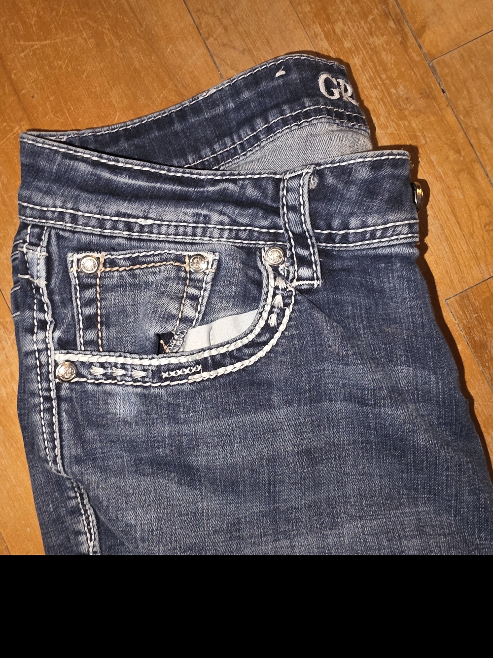 Grace In L.A. Dark Blue Bootcut Jeans - Picture 4 of 5